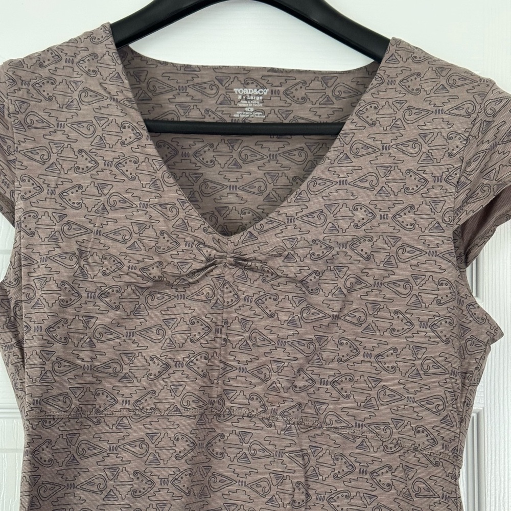 Toad & Co Rosemarie Dress XL Gray and Navy print Neutral
